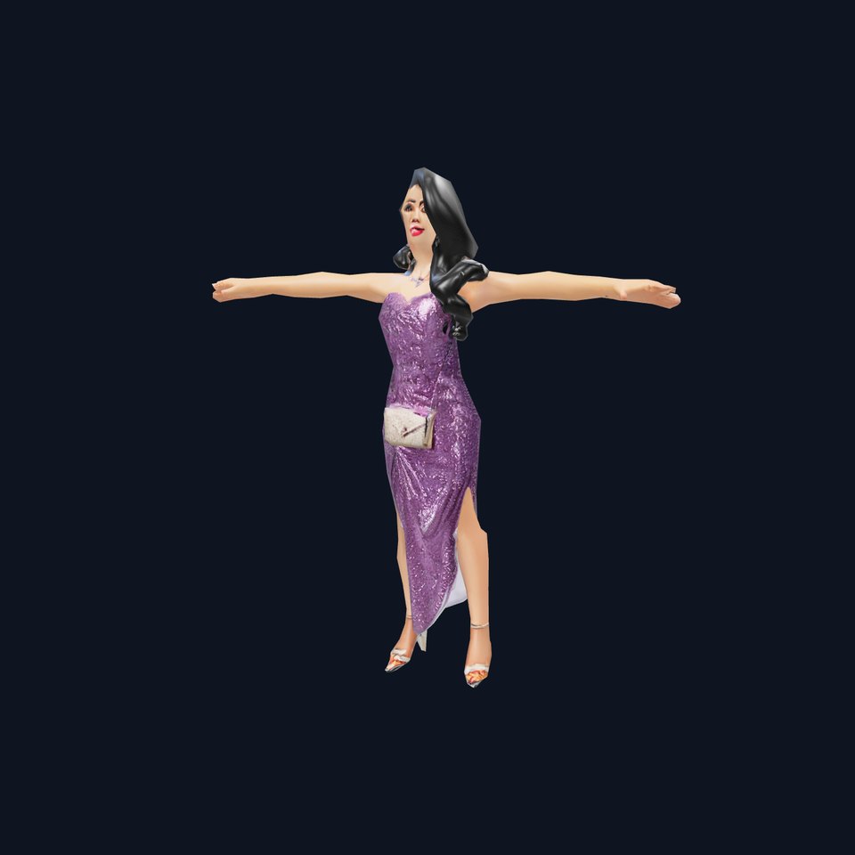 Elegant Purple Evening Dress Character Model Pack